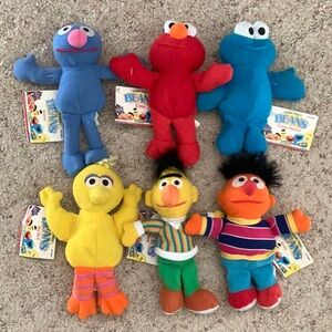 6 Vintage Tyco Sesame Street Beans Big Bird Bert Ernie Elmo Grover Cookie